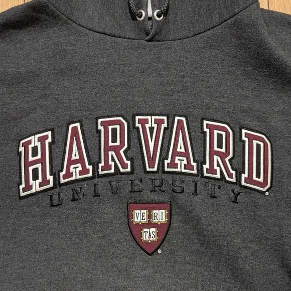 Vintage Champion Medium Faded Harvard University Spell Out Hoodie Sweatshirt - Picture 4 of 4